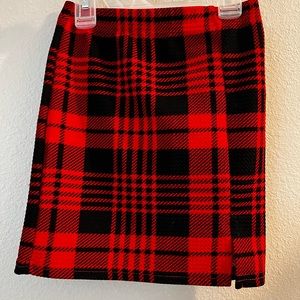 Red plaid mini skirt